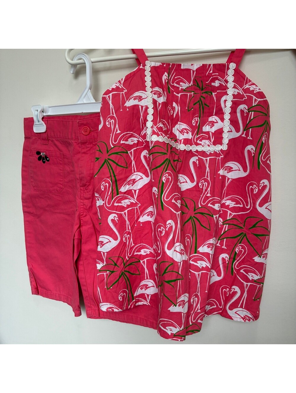 Gymboree Girls Flamingo Outfit Size 9 Top & Shorts Summer Set